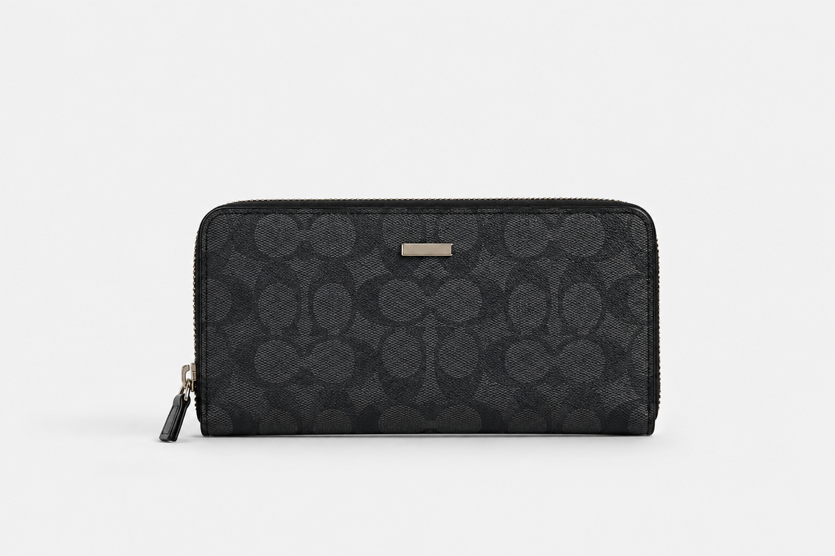 Long Zip Around Wallet In Signature Canvas