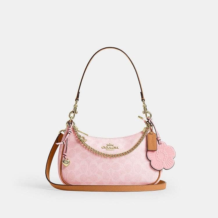 NWT Coach Teri Shoulder Bag in Signature Canvas CAL51/CV933 Powder Pink Crossbody Purse