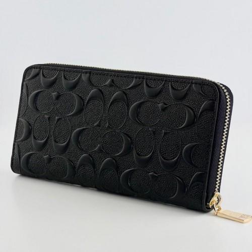 Coach F53834 Long Zip Around Wallet Signature Leather Black Japan New