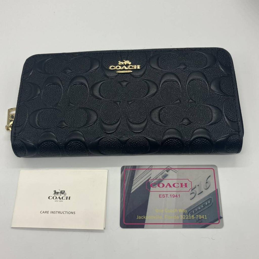 Coach F53834 Long Zip Around Wallet Signature Leather Black Japan New
