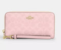 Long Zip Around Wallet In Signature Canvas CW778 Powder Pink