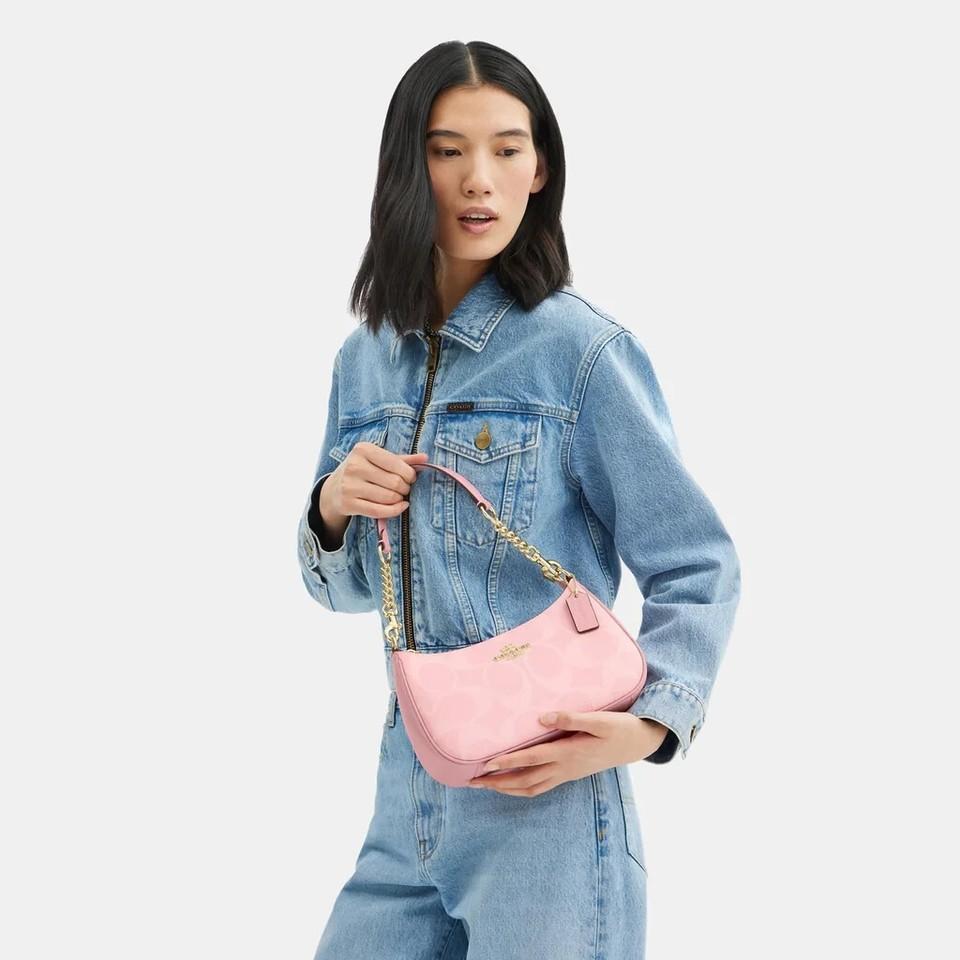 NWT Coach Teri Shoulder Bag in Signature Canvas CAL51/CV933 Powder Pink Crossbody Purse