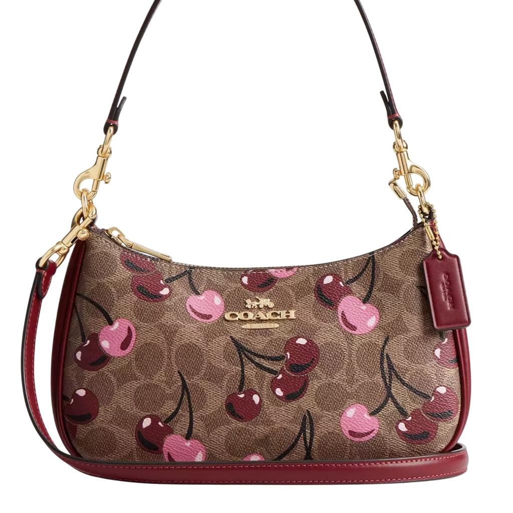 WT Coach Teri Shoulder Bag in Signature Canvas with Cherry Print Ta