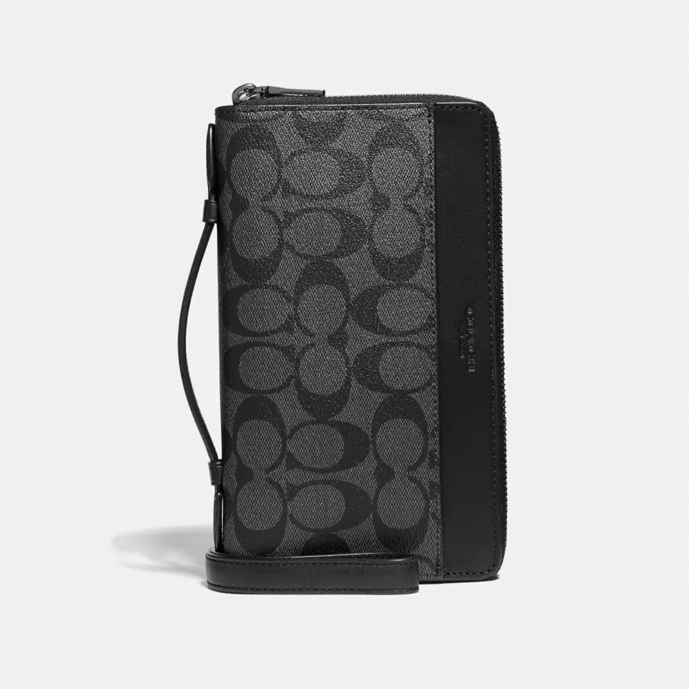 COACH Men's Travel Organizer Double Zip Embossed Signature
