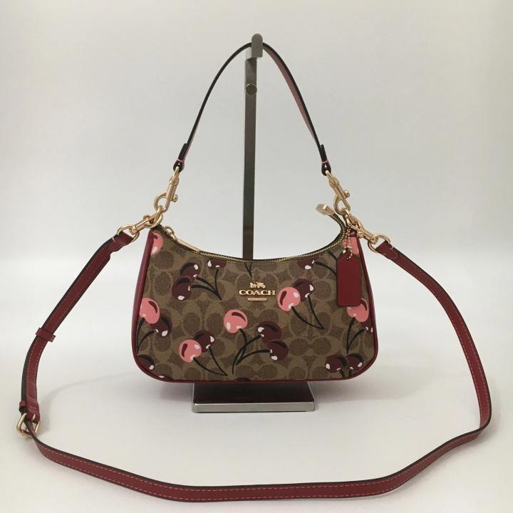 WT Coach Teri Shoulder Bag in Signature Canvas with Cherry Print Ta
