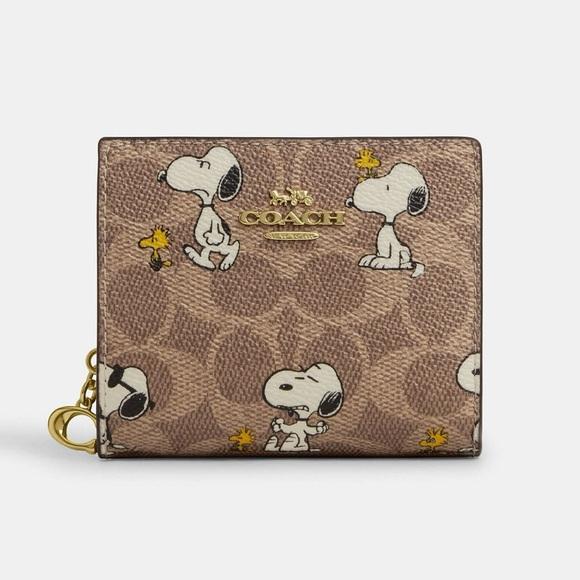 Coach x Peanuts Snap Wallet in Signature Canvas with Snoopy Print CBN32 NWT