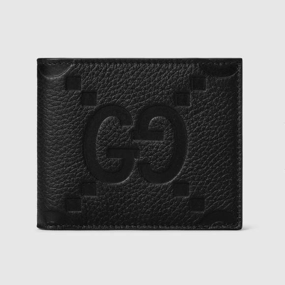 GUCCI Bi-fold Wallet Jumbo GG Leather Black