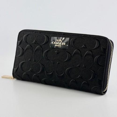 Coach F53834 Long Zip Around Wallet Signature Leather Black Japan New