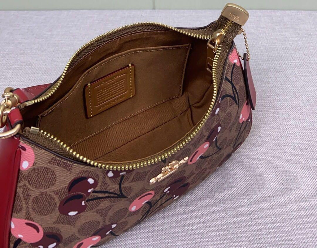 WT Coach Teri Shoulder Bag in Signature Canvas with Cherry Print Ta