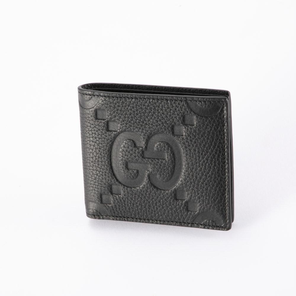 GUCCI Bi-fold Wallet Jumbo GG Leather Black