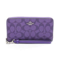 COACH,Zip-around Long wallet with Strap, C4452,Signature, Purple