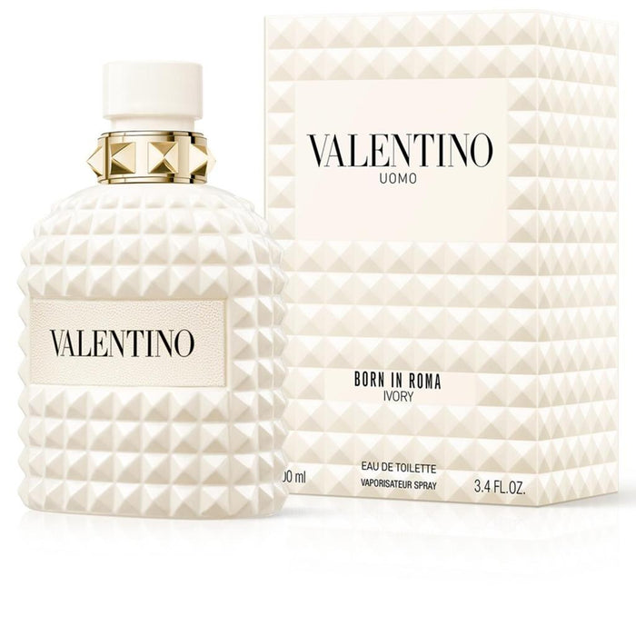 Valentino Uomo Born In Roma Ivory Eau de Toilette Spray for Men, 3.4 oz (100ml)